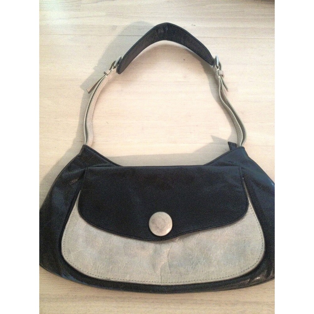 Sabina New York Women's Handbag Black And Bone Leather Handbag